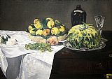 Still Life with Melon and Peaches by Edouard Manet
